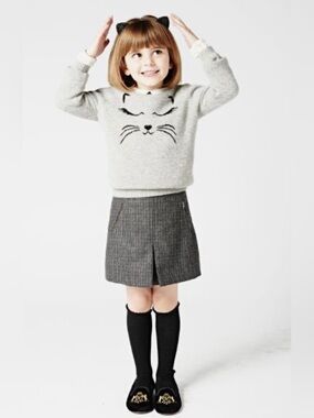 Marie Chantal Girls Bria Wool Cashmere Skirt, Chocolate Brown, 8Y
